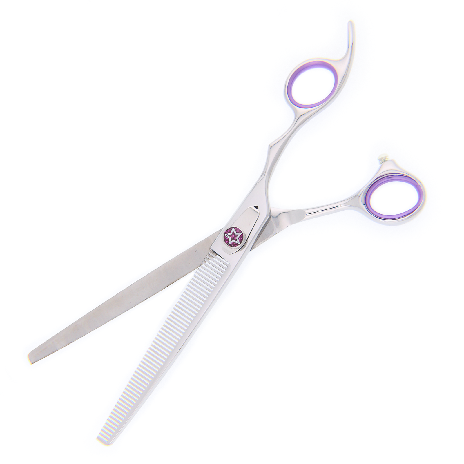 Titan Shears – Hoshi Silver & Purple Thinning Shears 7.5" image 2